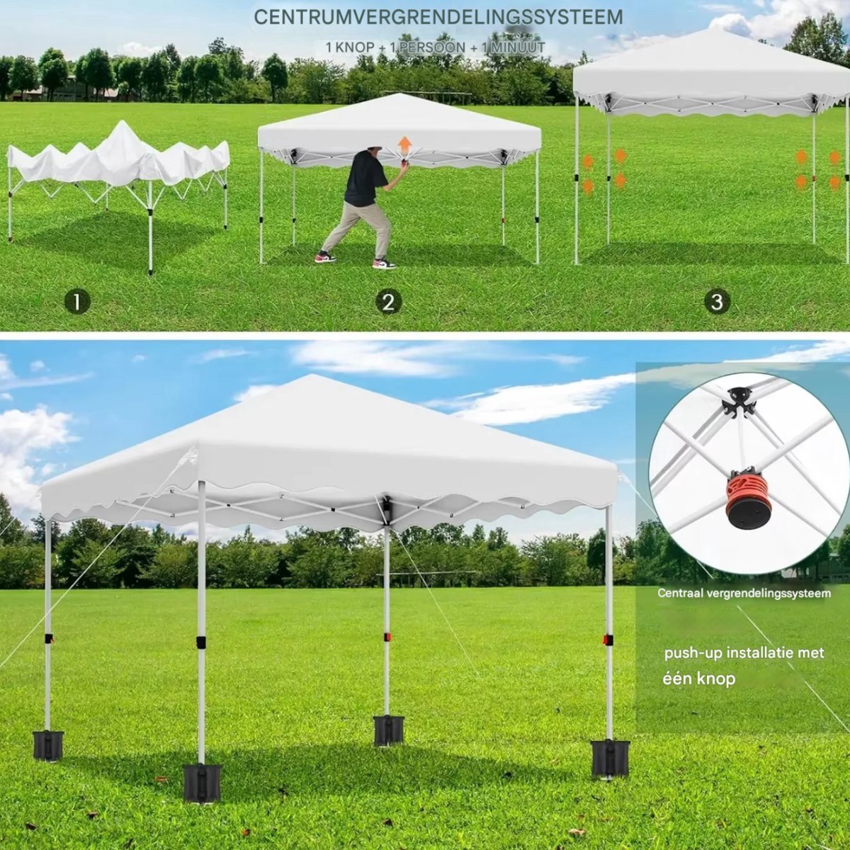 Gazebo Vaylen - Pergola - paviljoen - Partytent - Strandtent - Voor Terras, Feest en Achtertuin - 3x3m - Wit