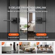 Deurbeslag zwart - Deurklink voor binnen - 35-45 mm Dikte - Zinklegering