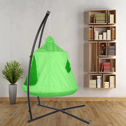 Egg hangstoel Valora - Voor kinderen - Hangmat X-standaard - met Boomentent - Speeltent Binnen en Buiten - Egg chair cocoon - Metalen Schommelstoel - Groen