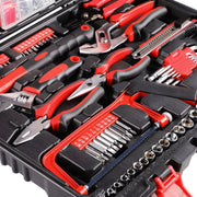 Gereedschapset - 198-delige - Gereedschapskoffer gevuld - Gereedschapstas - Gereedschapskist - Voor Thuis en autoreparatie - Handgereedschapset met rateldop en schroevendraaierset - Rood