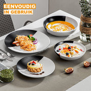 Valenza Serviesset - 16 delig - 4 persoons - Classy white - Dinerborden - Bordenset - Diepe borden - Ontbijtborden - Servies - Keukenservies