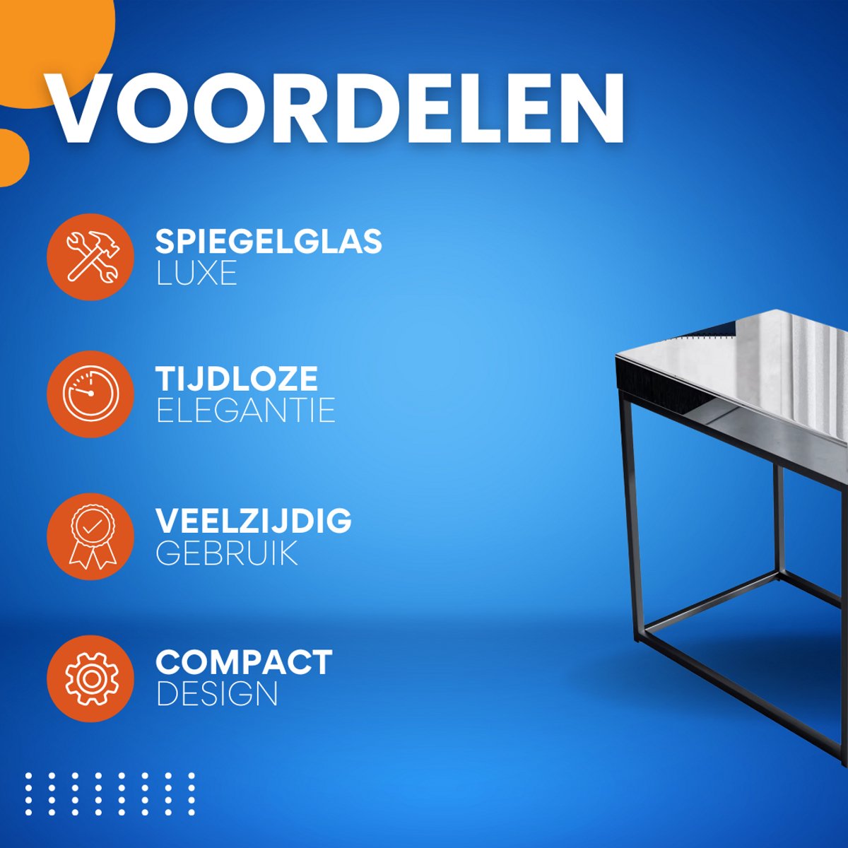 Bijzettafel deluxe - Nachtkastje - Voor Slaapkamer & Woonkamer - Spiegelend blad