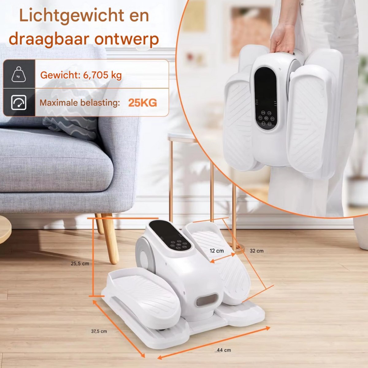Elliptische Trainer - Voor Senioren & Thuisfitness - Mobiliteitstrainer -Met voetmassage - Ellipsmachine - Onder bureau