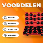 Oliefilter sleutel doppenset - 30-delige set Oliefilterdopsleutelset - Eind kappen - Met 3/8" en 1/2" Aansluiting - Zwart