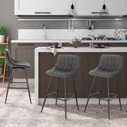 Barkrukken - Donkergrijs - Velvet - Industrial stijl - Set van 2