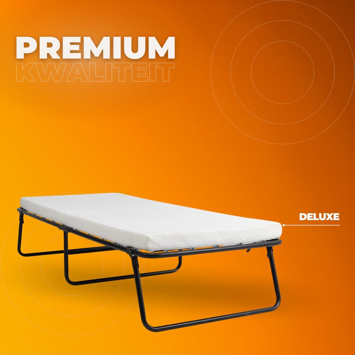 Opklapbed Zyrell op wieltjes - Met matras - 80x190cm - Logeerbed - Vouwbed 1 persoons - Inklarbaar - voor Volwassenen