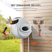 Tuinslanghaspel - 20M - Tuinslang haspel - Muurslangenbox - Sproeikop met 9 patronen - Slanghaspel flexibel