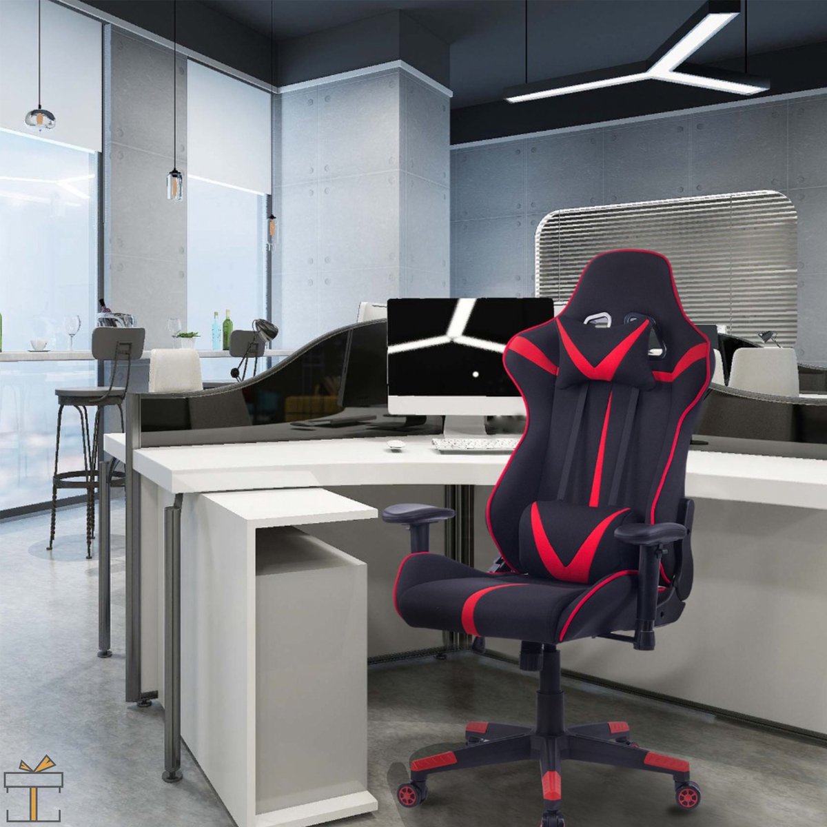 Happyment Luxe Gamestoel Nero - Gaming stoel verstelbaar in hoogte - Chair - Ergonomische bureaustoel - Zwart met rood