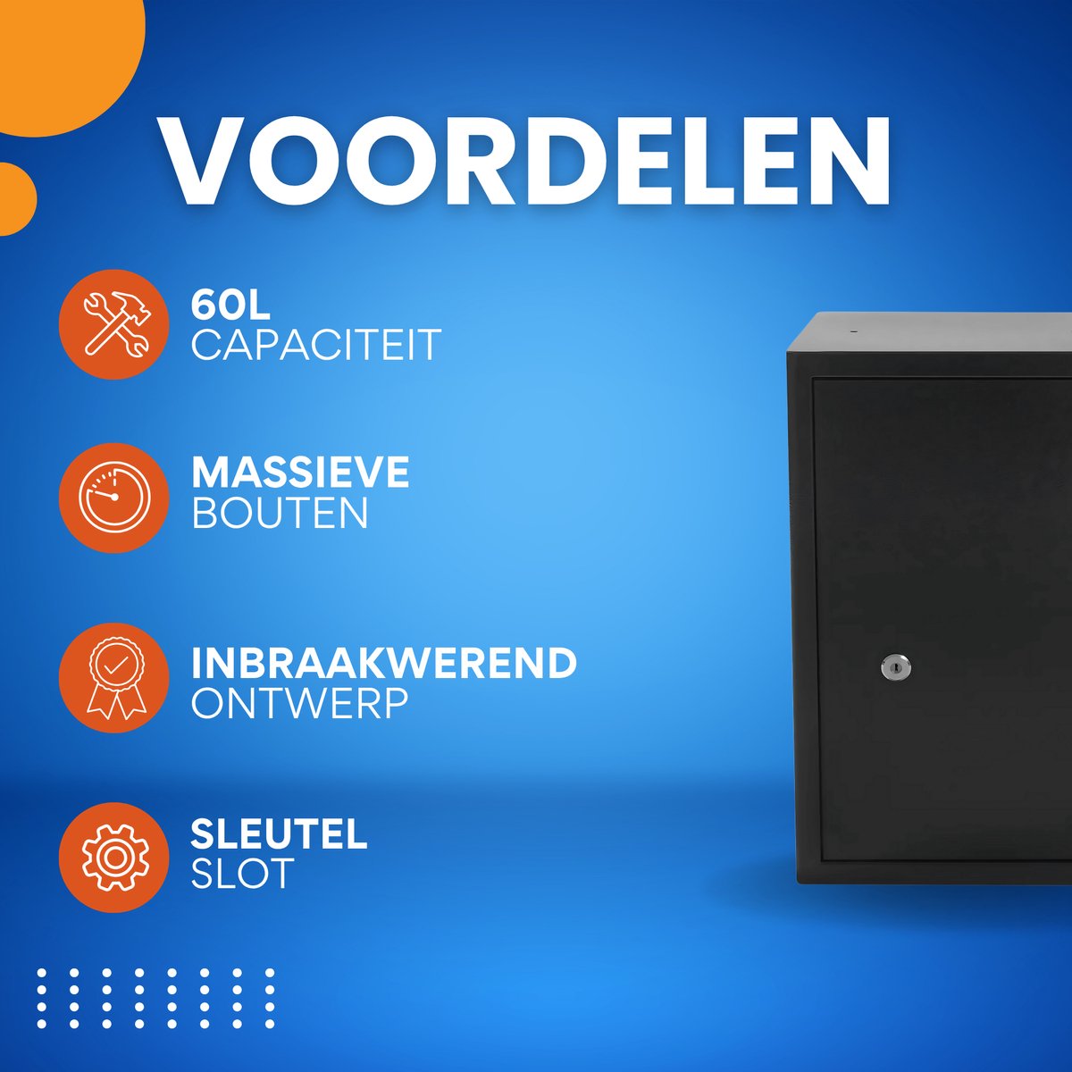 Kluis - Voor Slaapkamer, Studeerkamer en Magazijn - 60L Veiligheidsbox - met Sleutels - Zwart