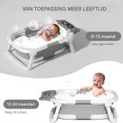 Babybadje - Roze - Temperatuurweergave - Baby bad met standaard - Zitbad - Kinderbad - Opvouwbaar