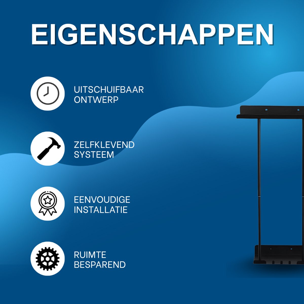 Handdoekenrek badkamer - Verstelbaar in hoogte - Voor Badkamer en Keuken - 38-75 cm - Wandmontage