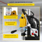 Magnetische Boormachine - Draagbare tafelboor - 1100W - Incl. 7-delige HSS Snijset - Tafelboormachine - Voor Metaalbewerking & Precisiegaten