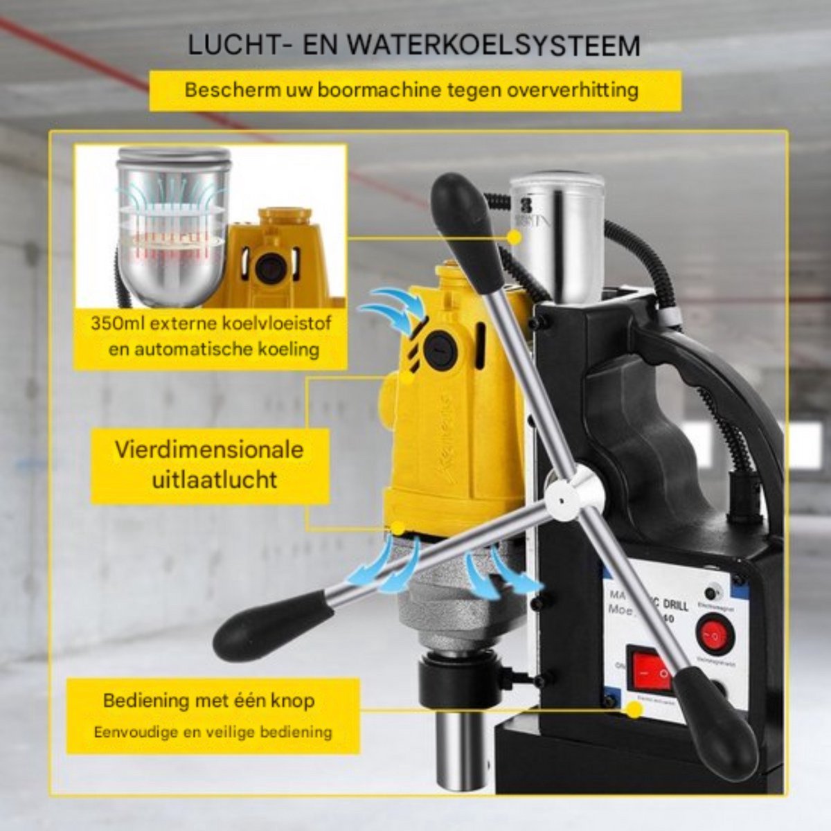 Magnetische Boormachine - Draagbare tafelboor - 1100W - Incl. 7-delige HSS Snijset - Tafelboormachine - Voor Metaalbewerking & Precisiegaten