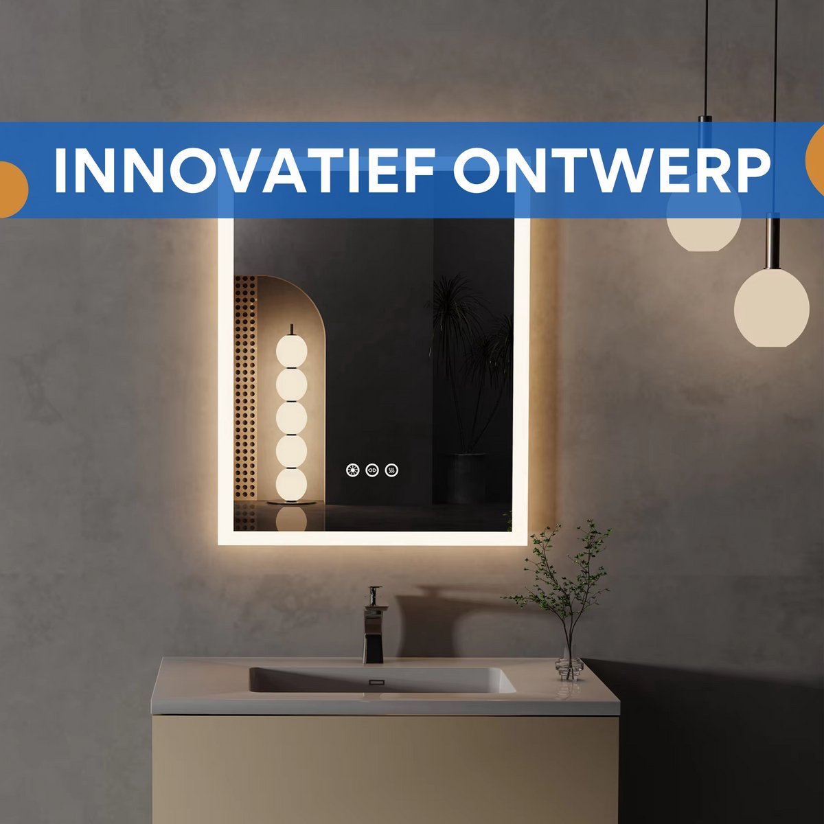 Badkamerspiegel Berlin - 40x50cm - Met verwarming en LED verlichting - Geen condens - Spiegel voor badkamer
