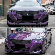 Voorbumper - Voor BMW 2-Serie G42 M Sport 2022-2024 - Auto accessoires - Splitter lip - Gloss Zwart