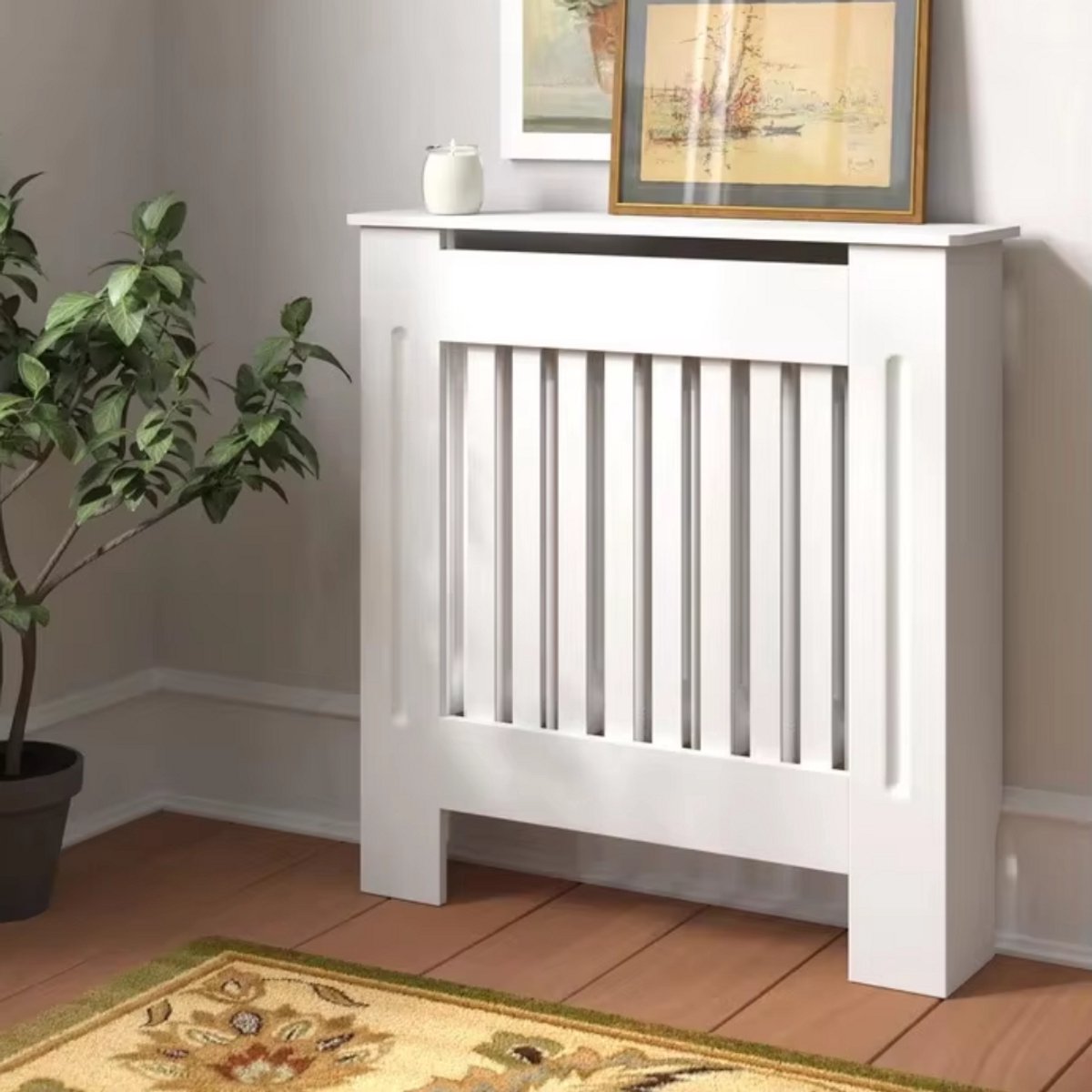 Radiatorombouw - 78x92 cm - Ombouw rooster - Verticale panelen - MDF - Stijlvol - Wit