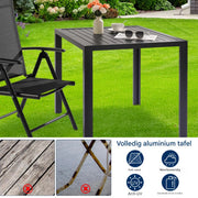 Tuintafel Fioren - Buitentafel - Eettafel buiten - Weerbestendige Terrastafel - Rechthoekige Aluminium Tafel - 75x75x73 cm - Voor Tuin en Achtertuin - Zwart