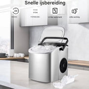 Ijsmachine - Aanrechtmodel - Voor snel ijs maken, 9 blokjes in 6 minuten - Zelfreinigende elektrische compacte drinkbare ijsmachine - 1,2 liter