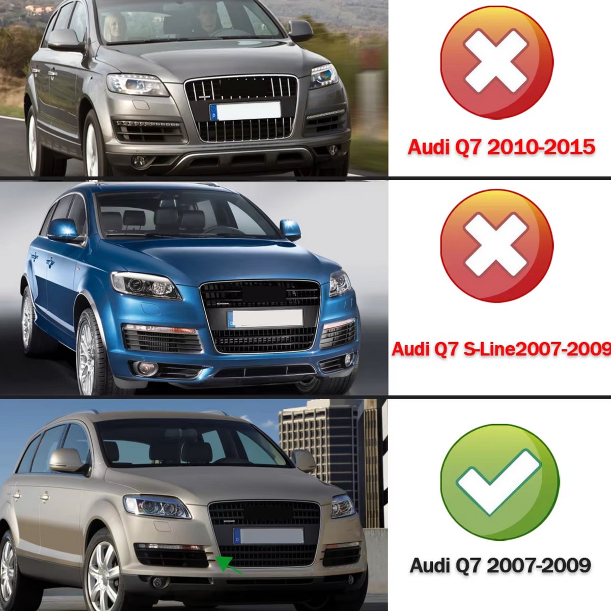 Grille - Voor Audi Q7 2007-2009 - Auto accessoires - Mistrooster gaasafdekking - Links en rechts