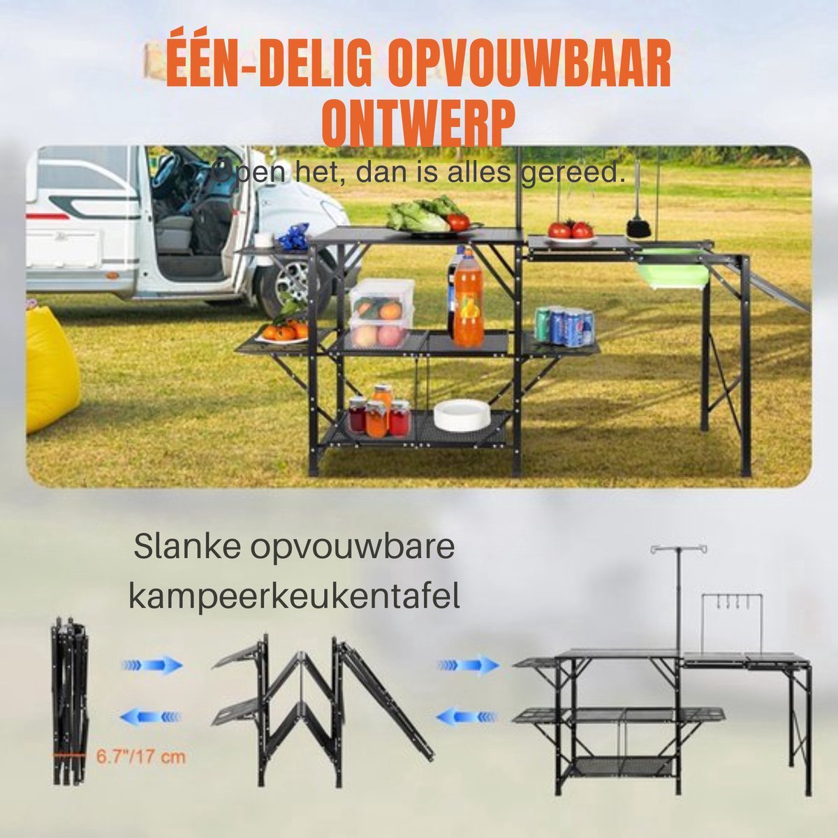 Opvouwbare campingkeuken - Keukentafel - Met gootsteen - 9,7 kg - 126x46x81 cm