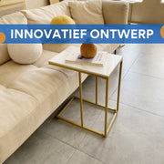 Salontafel Valora - Vierkante salontafel - Woonkamer - Marmerlook - Bijzettafel - Side table