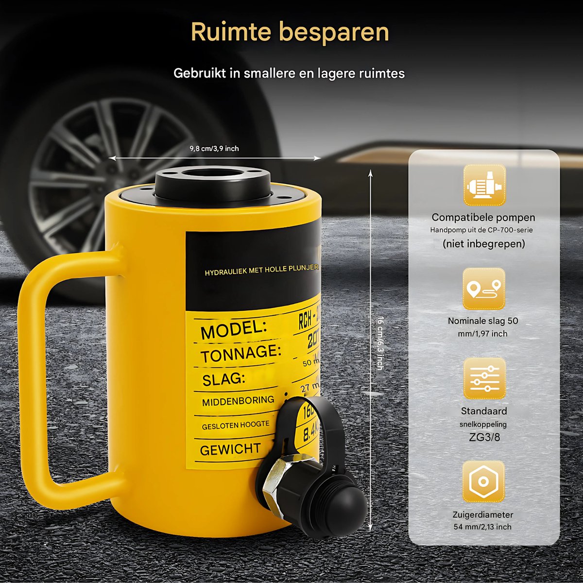 Hefcilinder - Krik - Potkrik - Autokrik -Zware Lasten Heffen, Krikken, Duwen & Trekken - Auto