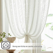 Gordijnen Lulu - Lichtdoorlatend - Met ringen - 140x213cm - Voor woonkamer & slaapkamer - Wit