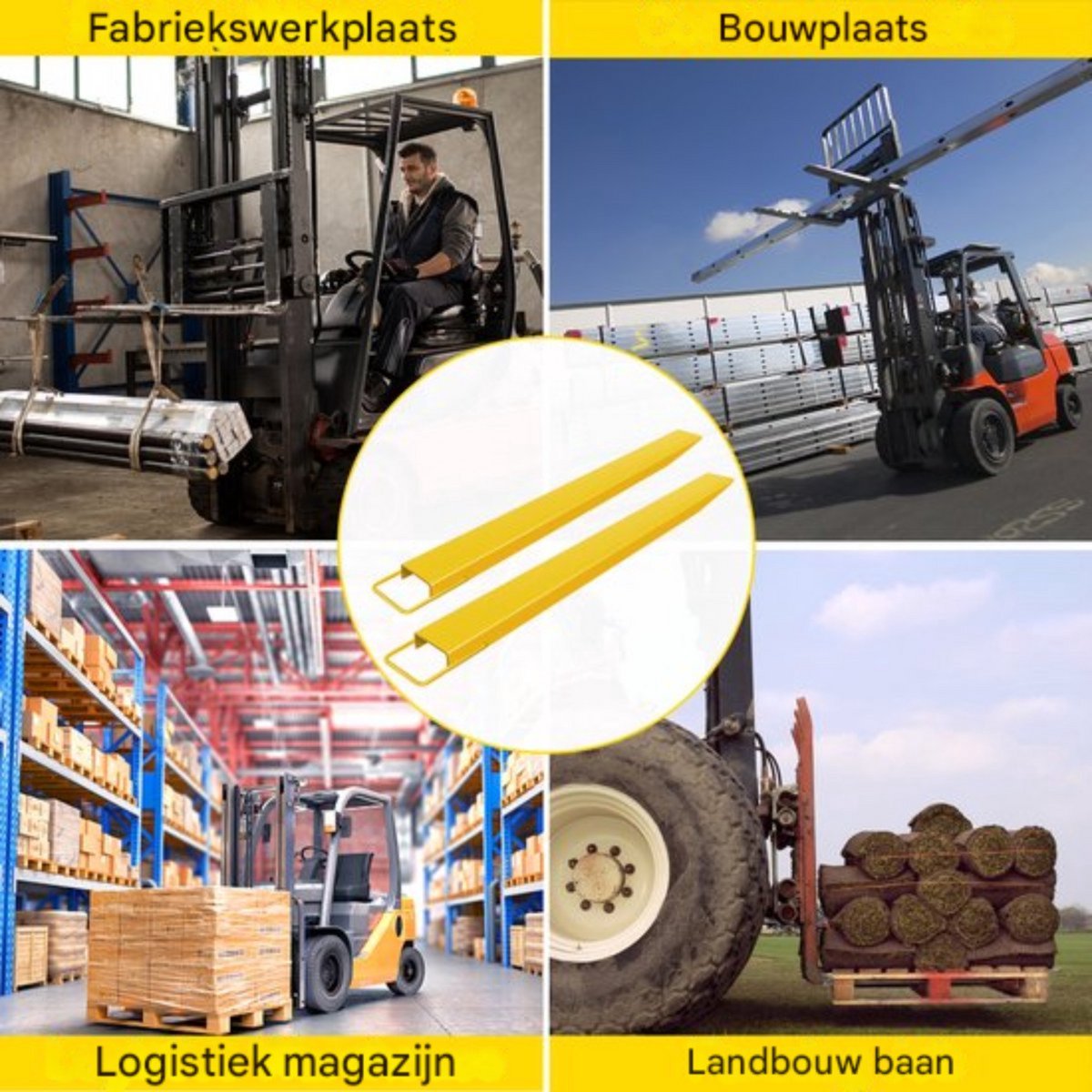 Palletvorkverlengingen - 182cm - Vorkverlenging - Palletvork Lichtgewicht Heftruckkraanoog - Extra Vorkverlengstuk