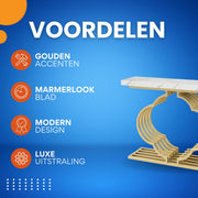 Console tafel Cloudy - Goud - Wandtafel - Sidetafel - Dressoir - Hout- Haltafel - Woonkamer of hal - 100cm