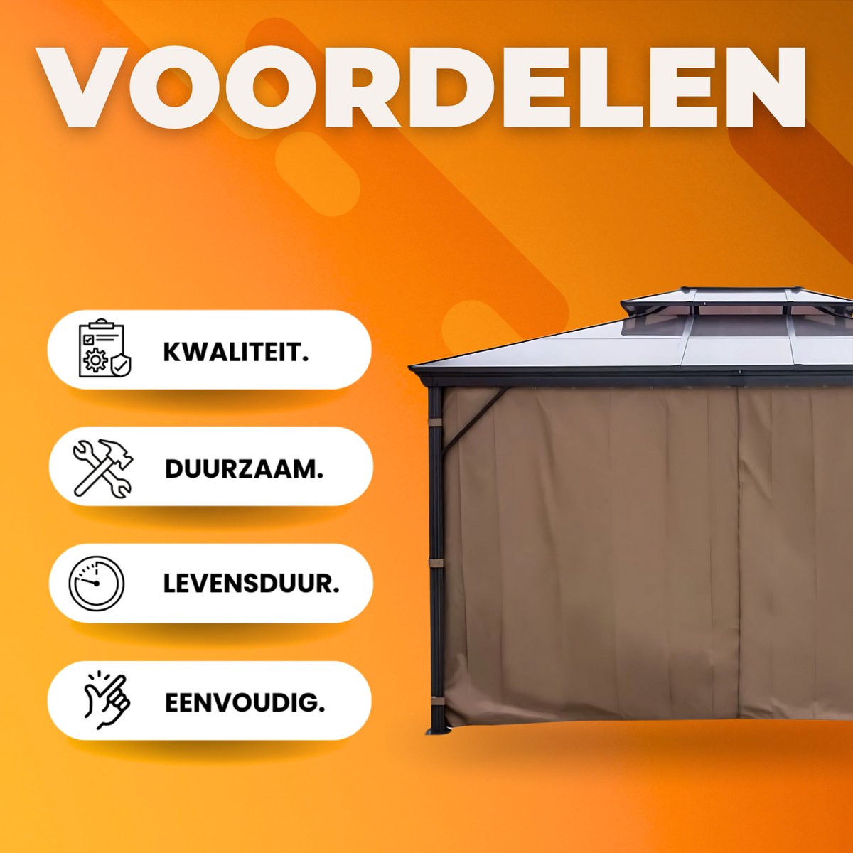 Luxe paviljoen - 3x3M - Weerbestendig - Prieel - Partytent - Gazebo - Pergola - Aluminium Frame - Polyester Doek