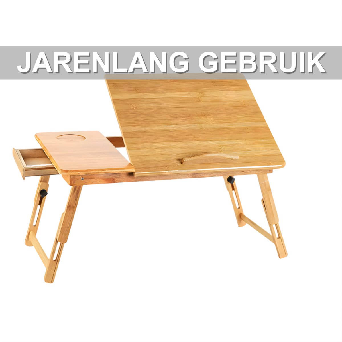 Laptoptafel – Tablethouder - Bedtafel - Voor thuis, slaapkamer of kantoor – Bamboe / Natuurlijk