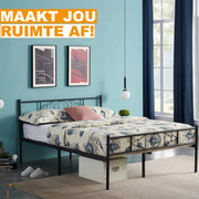 Metalen Bedframe - 2 persoons - 140x200cm - Incl. lattenbodem - Zwart