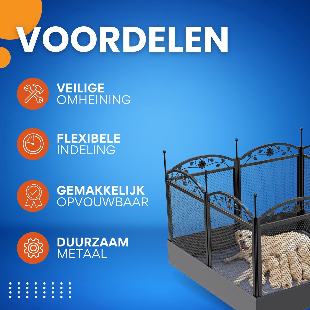 Tavien Hondenren Mira - Hondenbench - Hondenbox - Puppyren voor Puppytraining en Binnen/Buiten Gebruik - Opvouwbaar - Zwart