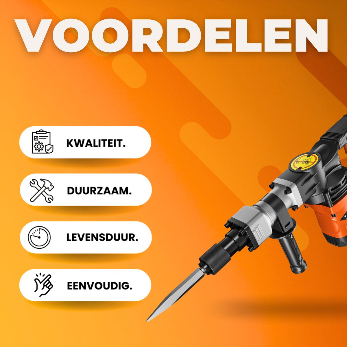Sloophamer Deluxe - Elektrische Slaghamer - 1600W Breekhamer - Beitelhamer Gereedschap