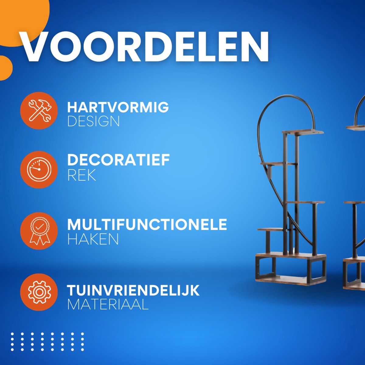 Plantenstandaard Hartvormig Fioren - Plantenrek - Plantentafel - Voor binnen & buitengebruik - Bloempothouder - Bamboe - Zonder verlichting