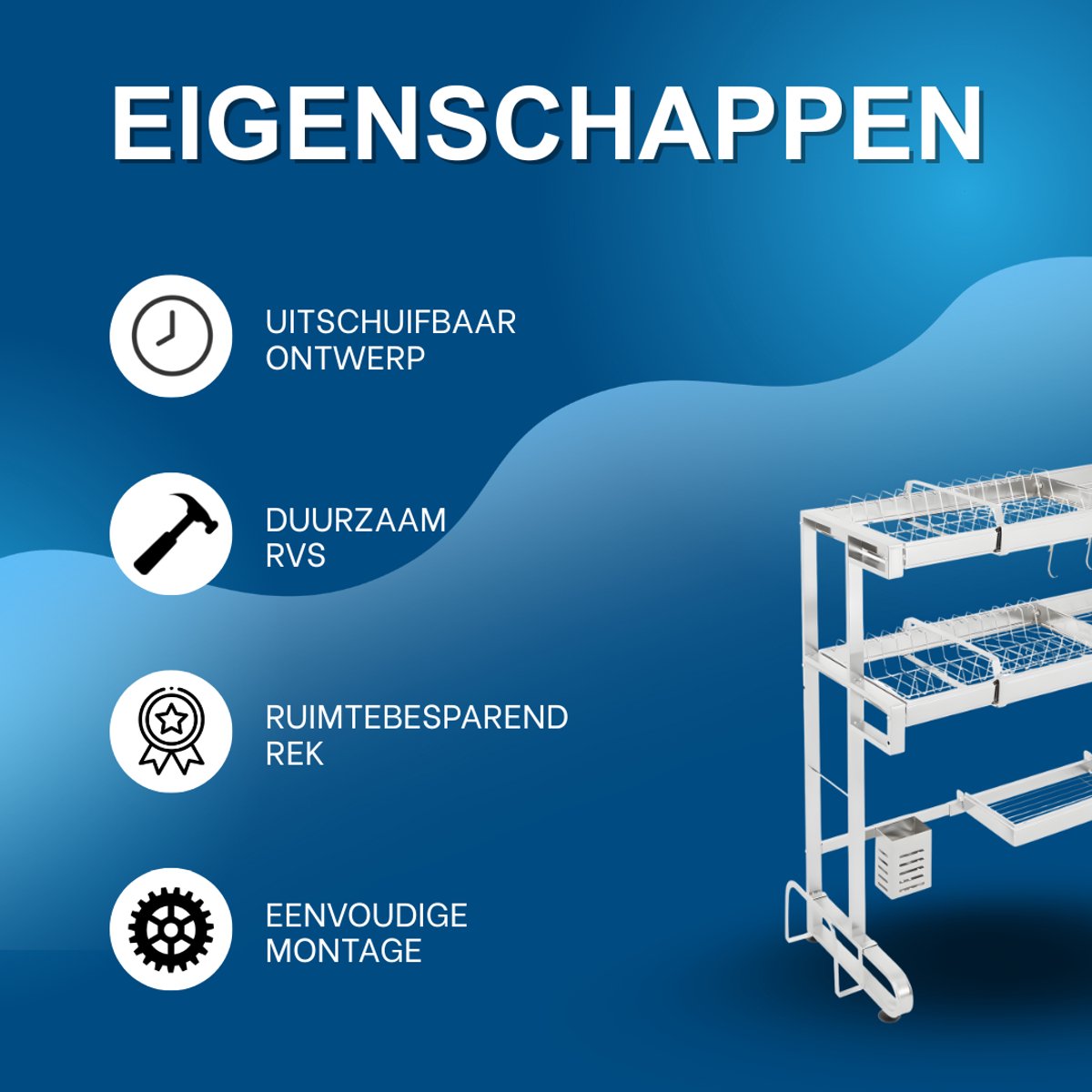 2-lagen Aanrecht afdruiprek - Droogrek - Keuken accessoire - Voor boven de gootsteen in de keuken - Roestvrij staal