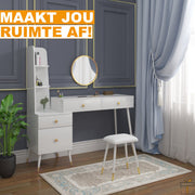Happyment Kaptafel Diva - Inclusief spiegel en krukje - Wit - Kinderen & volwassenen - Make up tafel voor meisjes