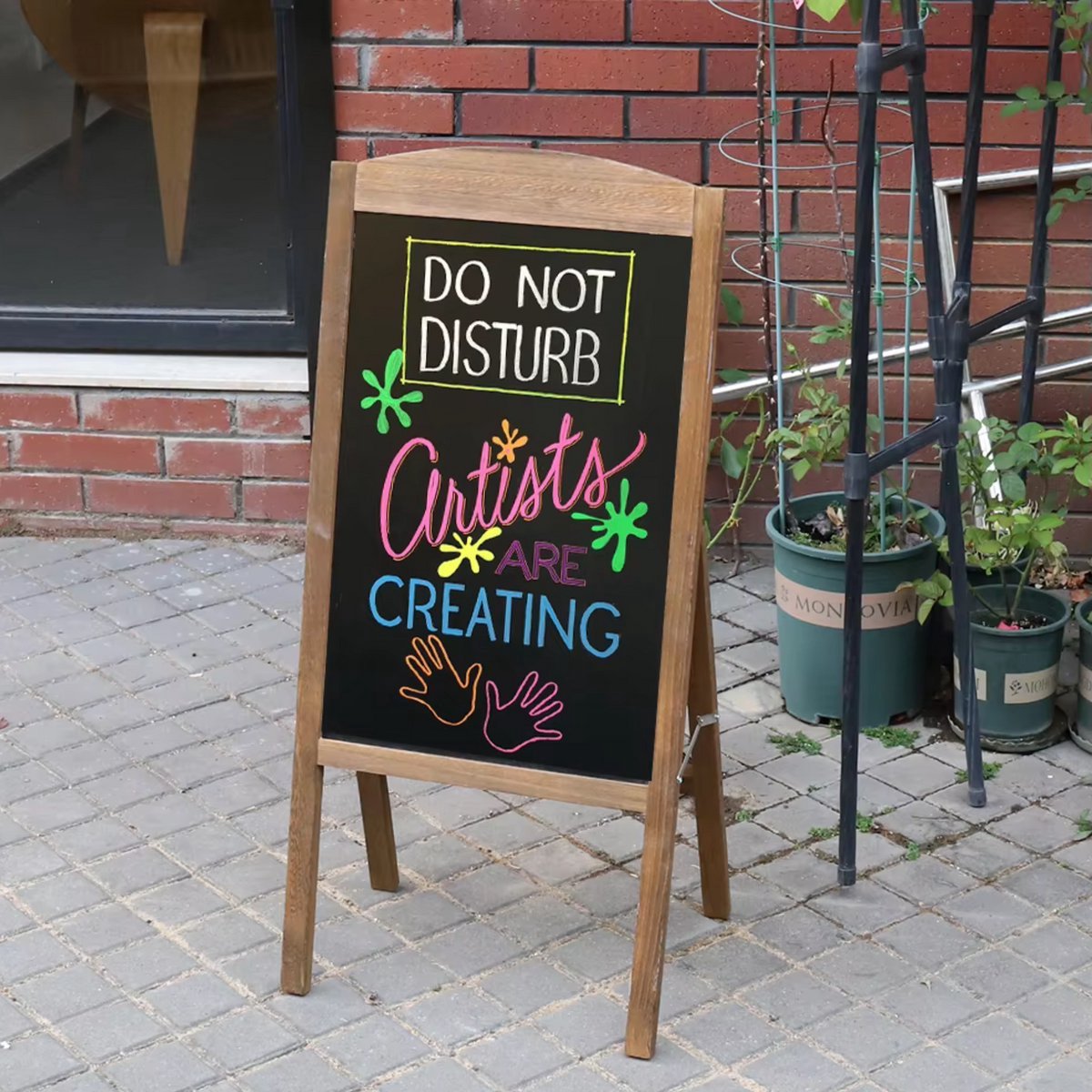 Stoepborden met ezel Vaylen - Stift - Magnetische - Staand frame - Reclamebord - Houten frame