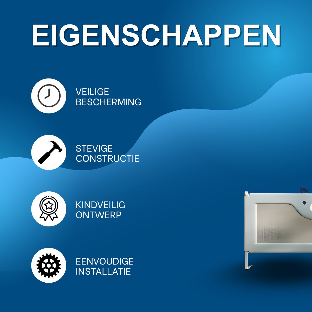 Baby Bedhek - Bedhekje - Bedrail - Uitvalbescherming - Voor bed - Veiligheidsleuningen & Bedbewaker - Beer - 140cm