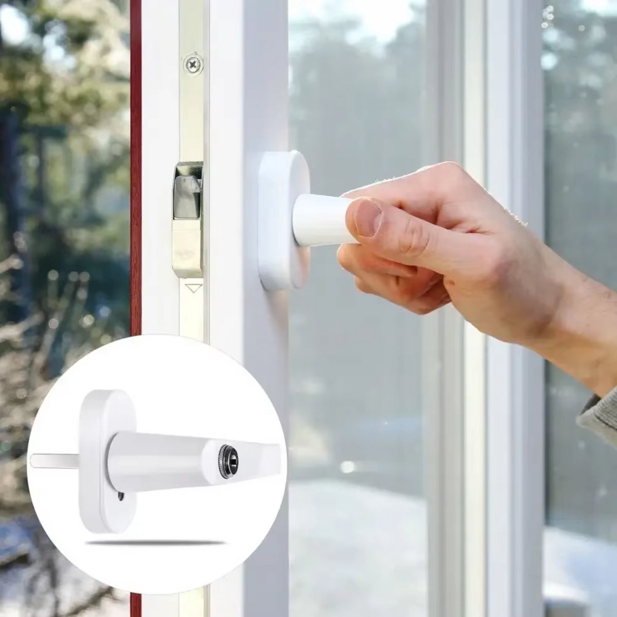 Inline Raamgreep - Raamsluiting handvat - 4 stuks - Universele Espag Sleutel met Vergrendeling voor Afsluitbare Dubbele Beglazing - Wit