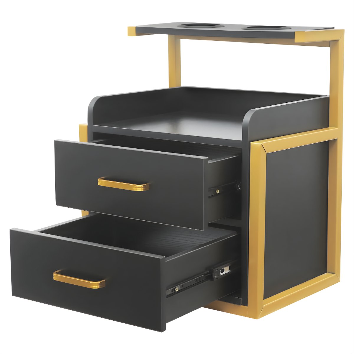 Wandkast - Hangkast - Muurkast - Opbergmeubel - Voor kapsalon - Opbergkast met wandmontage -Goud/Zwart