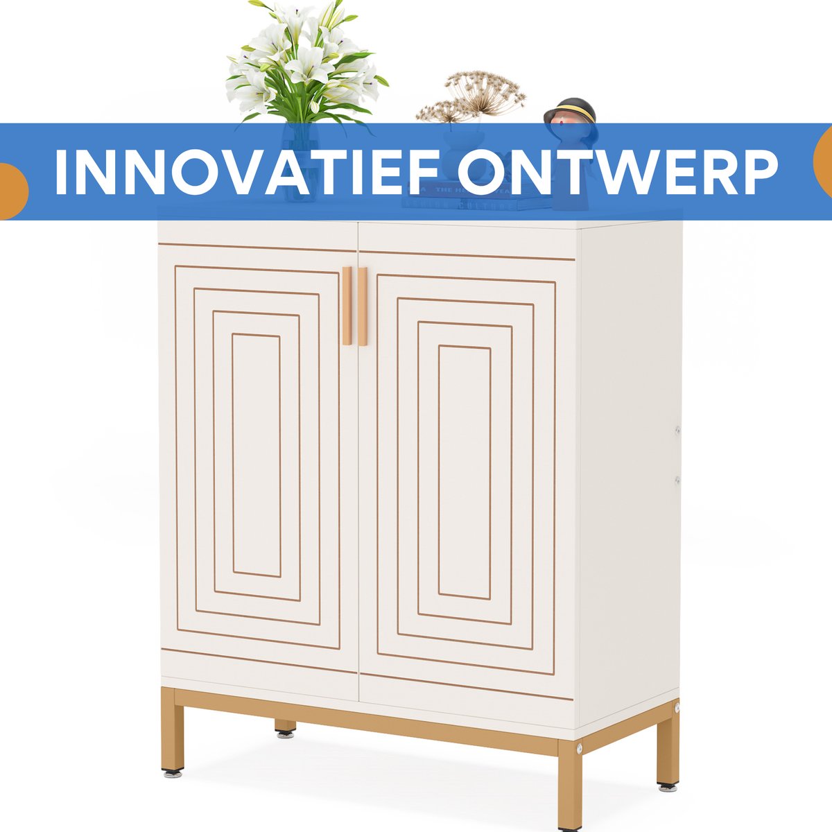 Schoenenkast deluxe - Met deuren - Wit - 20 paar - Schoenenrek - 80m - 6 laags - Opbergkast