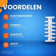 12-Laags Schoenenrek - Witte Schoenenkast voor Hal en Woonkamer - Ruimtebesparende Plank en Houten Schoenenopslag Organizer
