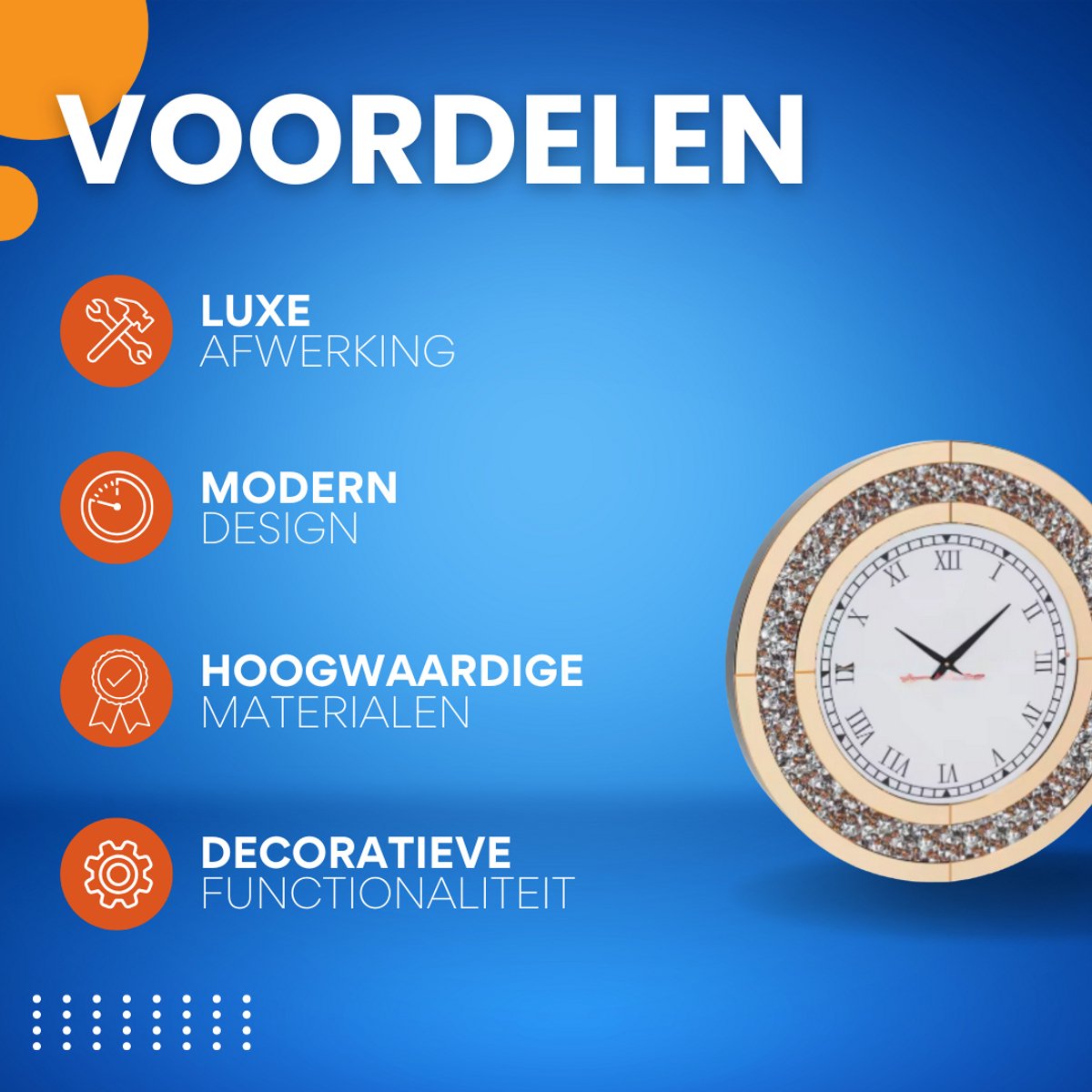 Elegante Spiegel klok - Goud - Ronde wandspiegel - 80cm - Zonder verlichting - Woonkamer