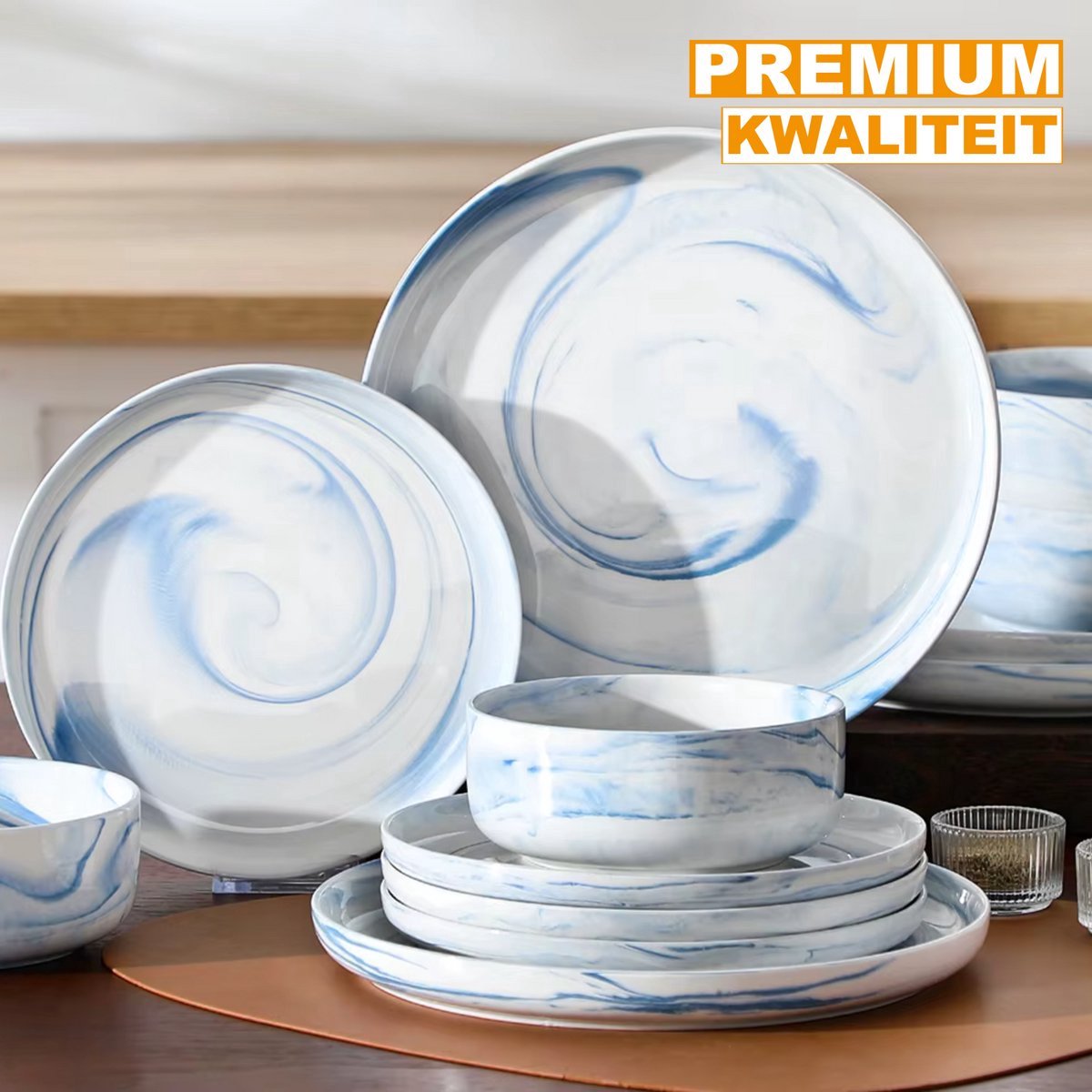 Vintage Dinerborden – Serviesset – 12 persoons – 36 delig – Keramisch – Breakfast Plates – Hoogwaardige kwaliteit