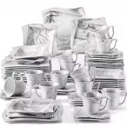 Monarch Ontbijtborden – Serviesset – 12 persoons – 60 delig – Marmerlook Keramisch – Ontbijtborden – Geschikt voor oven