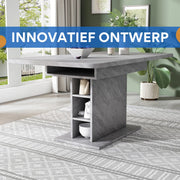 Eettafel - Keukentafel - Uitschuifbaar - Voor Woonkamer of Eethoek - Met Opbergruimte & Modern Design - Rechthoekig IJzer & Hout - Grijs