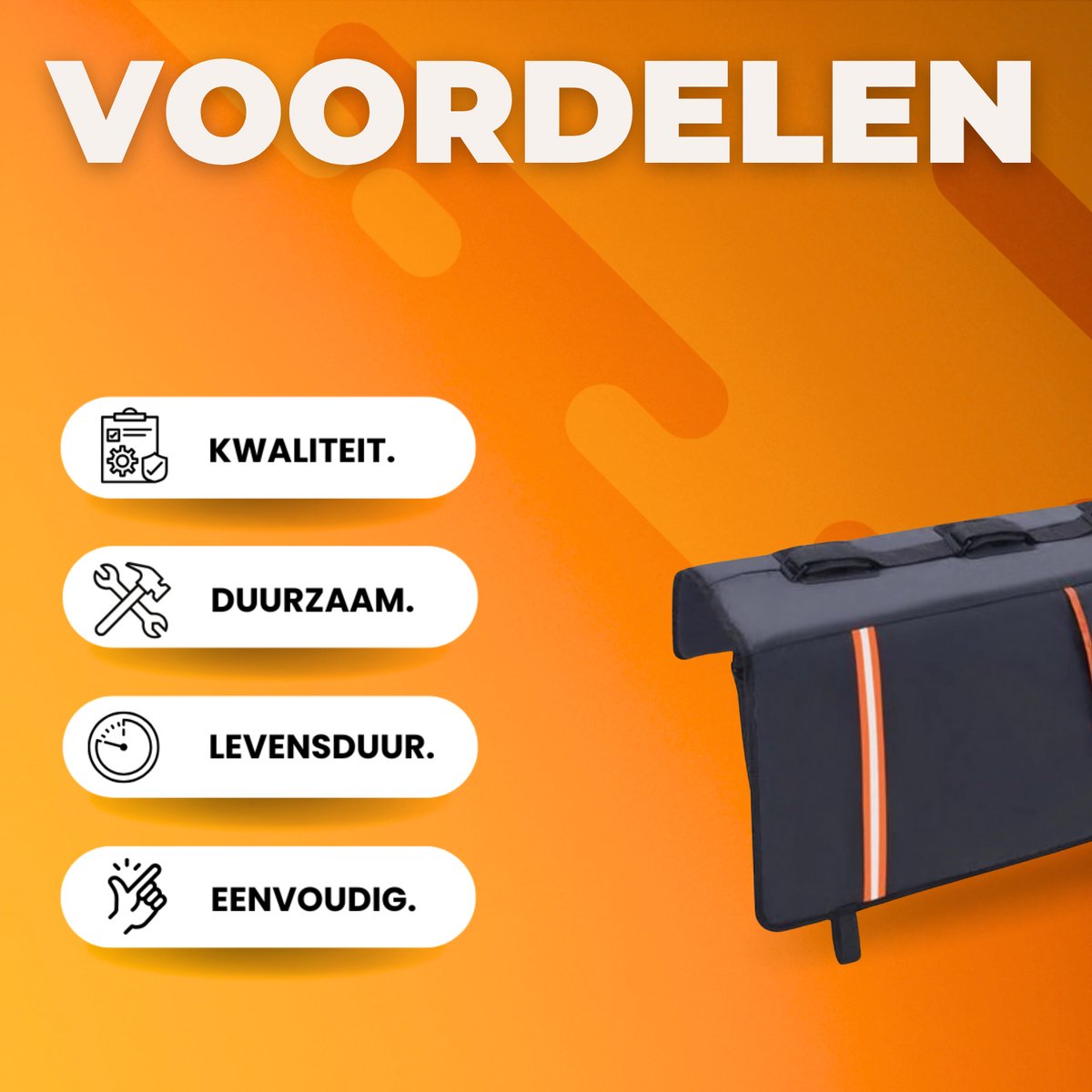 Achterklepkussen 157cm - Pick-Up Kussen - Voor 6 Fietsen - Met Reflectie Strips