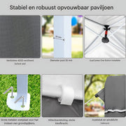 Luxe partytent - Opvouwbaar - Met zijwanden - wit - 300x600cm - Easy up - Paviljoen - Waterdicht weerbestendig - In hoogte verstelbaar