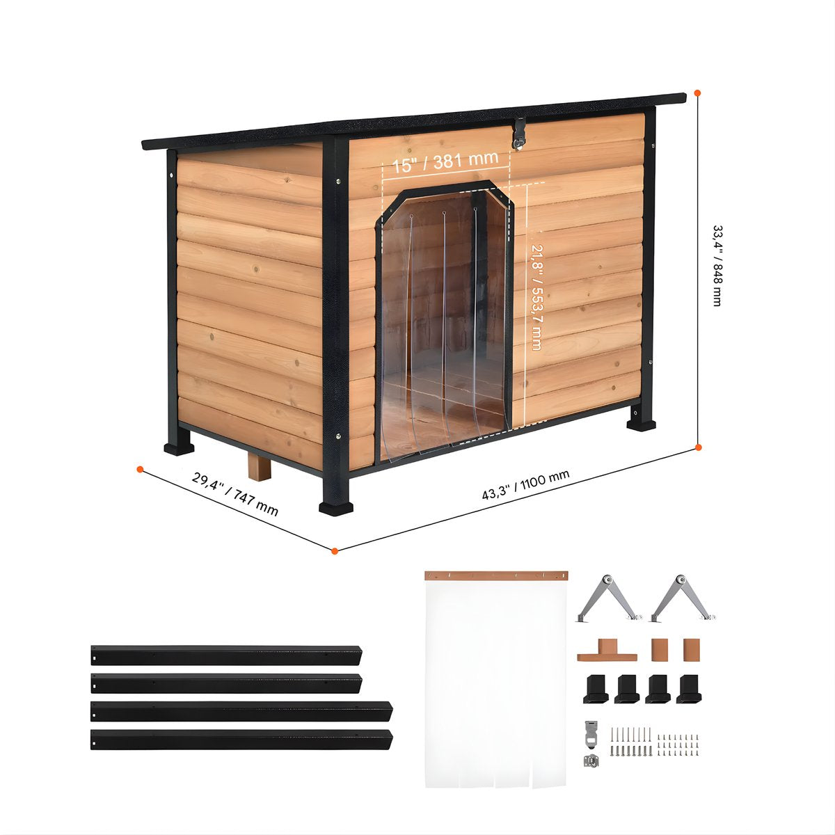 Hondenhok - Hondenmand - Hondenhuis - Hondenkennel - Voor Buiten - Voor Tuin & Buitenruimte - Bruin